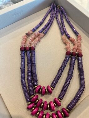 Multi-Strand Purple & Pink Beaded Statement Necklace